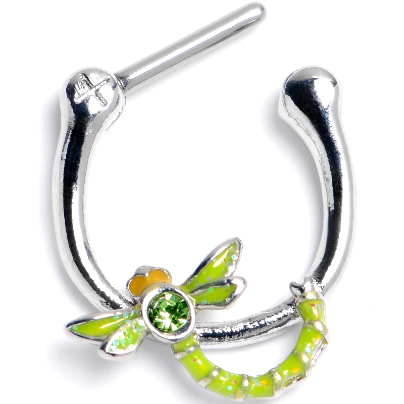 Stylish Nose Rings with Personalized Touch -16 Gauge 5/15 Green Gem Dragonfly Green Cartilage Clicker Stylish Nose Rings with Personalized Touch -16 Gauge 5/15 Green Gem Dragonfly Green Cartilage Clicker