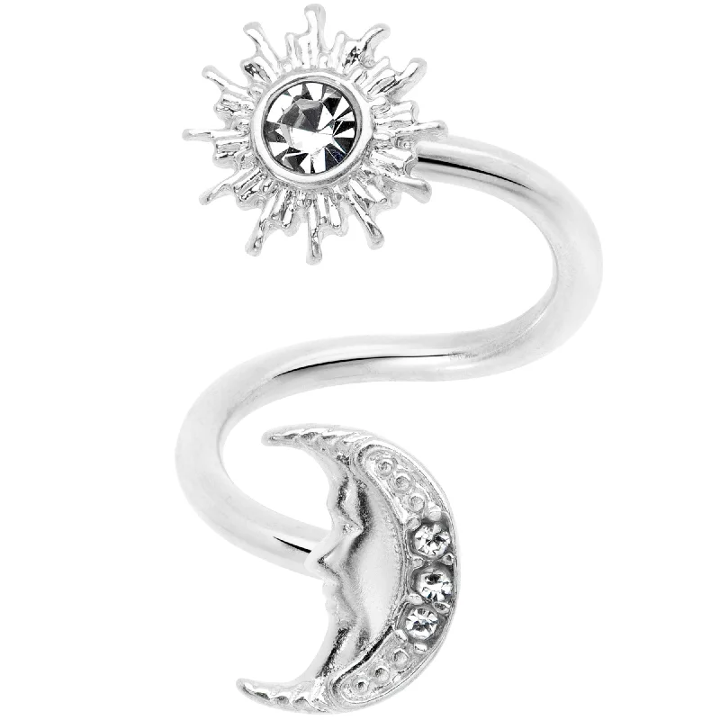Elegant Lip Rings for Professional Style14 Gauge 7/16 Clear Gem Moon Spiral Twister Belly Ring Elegant Lip Rings for Professional Style14 Gauge 7/16 Clear Gem Moon Spiral Twister Belly Ring