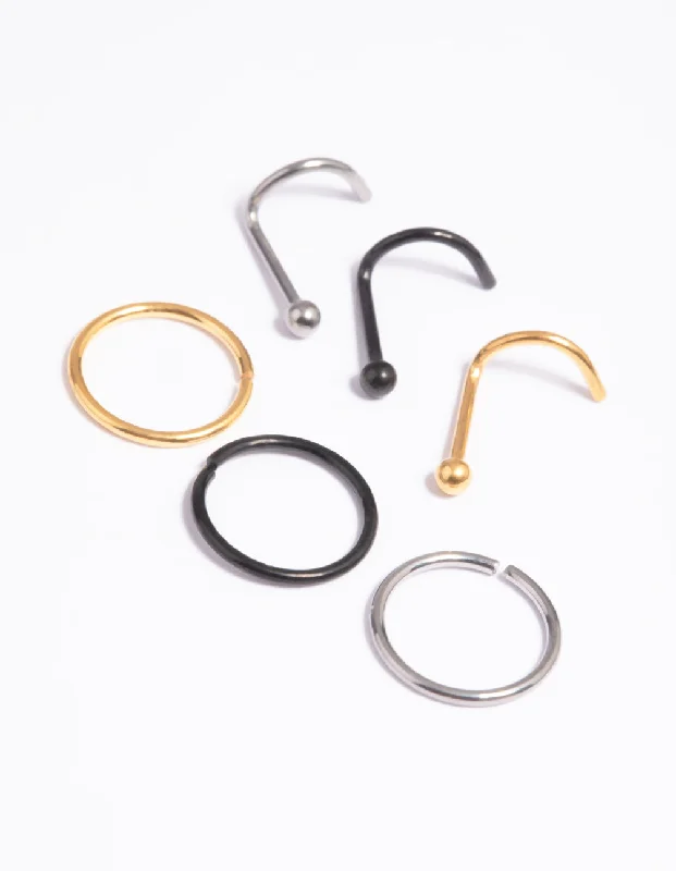 Nose Rings for All Styles -Titanium Ball Nose Studs