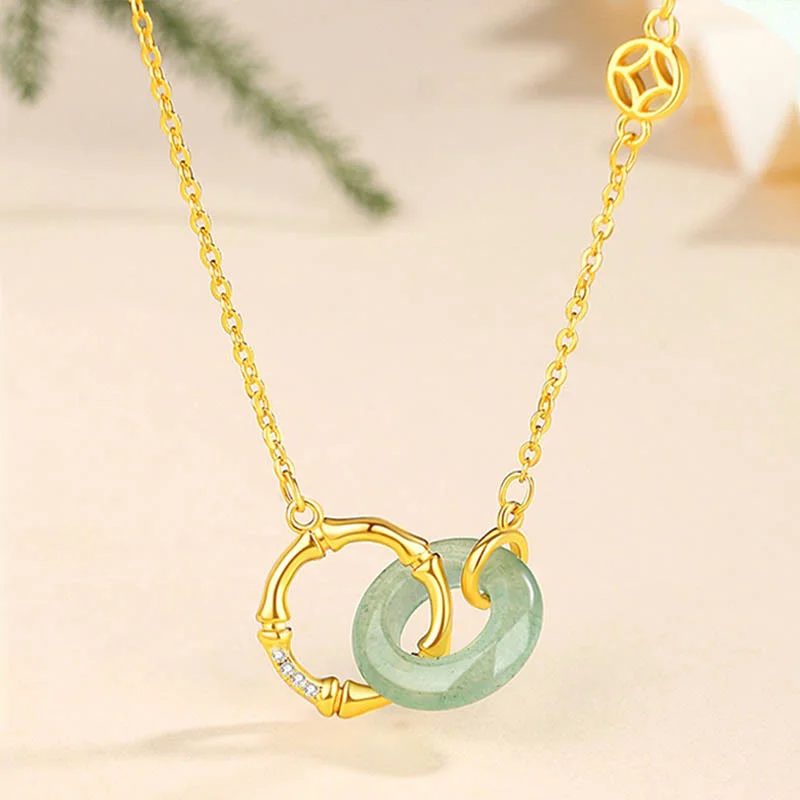Shop Classic Women's Necklaces & Pendants with a Modern Twist-Buddha Stones 925 Sterling Silver Natural Green Aventurine Peace Buckle Bamboo Coin Prosperity Necklace Pendant Shop Classic Women's Necklaces & Pendants with a Modern Twist-Buddha Stones 925 Sterling Silver Natural Green Aventurine Peace Buckle Bamboo Coin Prosperity Necklace Pendant