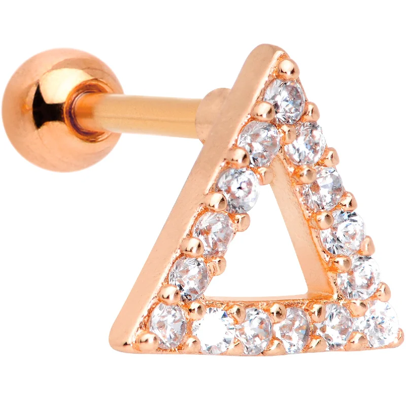Women's Earrings – Elegant Designs for Every Personality--16 Gauge 1/4 Clear Gem Rose Gold Tone Triangle Cartilage Tragus