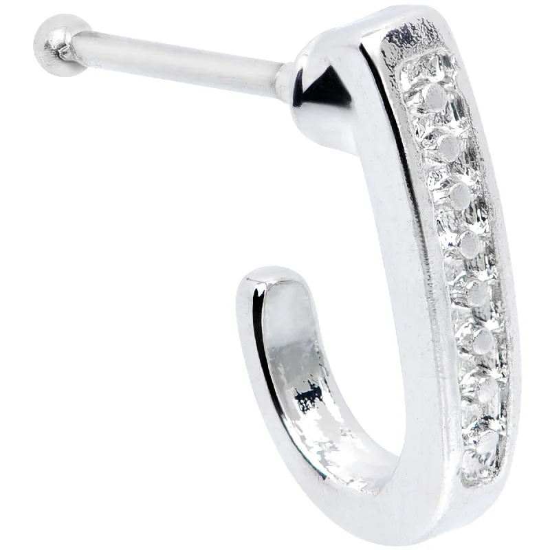 Nose Rings with Sparkling Gem Details -20 Gauge 3/8 Steel Dainty Dots Faux Hoop Nose Bone Nose Rings with Sparkling Gem Details -20 Gauge 3/8 Steel Dainty Dots Faux Hoop Nose Bone