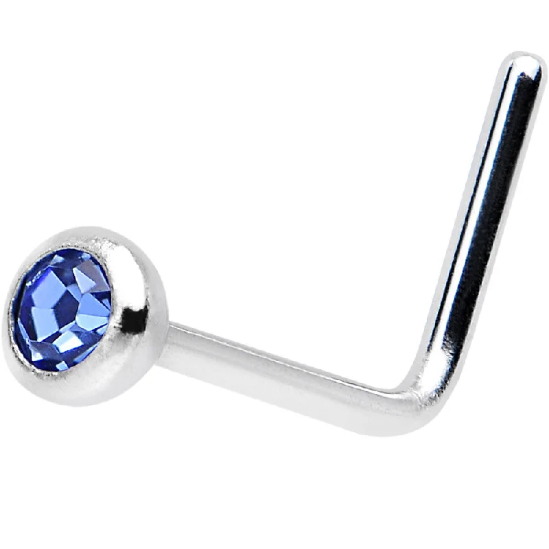 Diamond-Studded Nose Rings -22 Gauge Sapphire L-Shaped Nose Ring Created with Crystals Diamond-Studded Nose Rings -22 Gauge Sapphire L-Shaped Nose Ring Created with Crystals