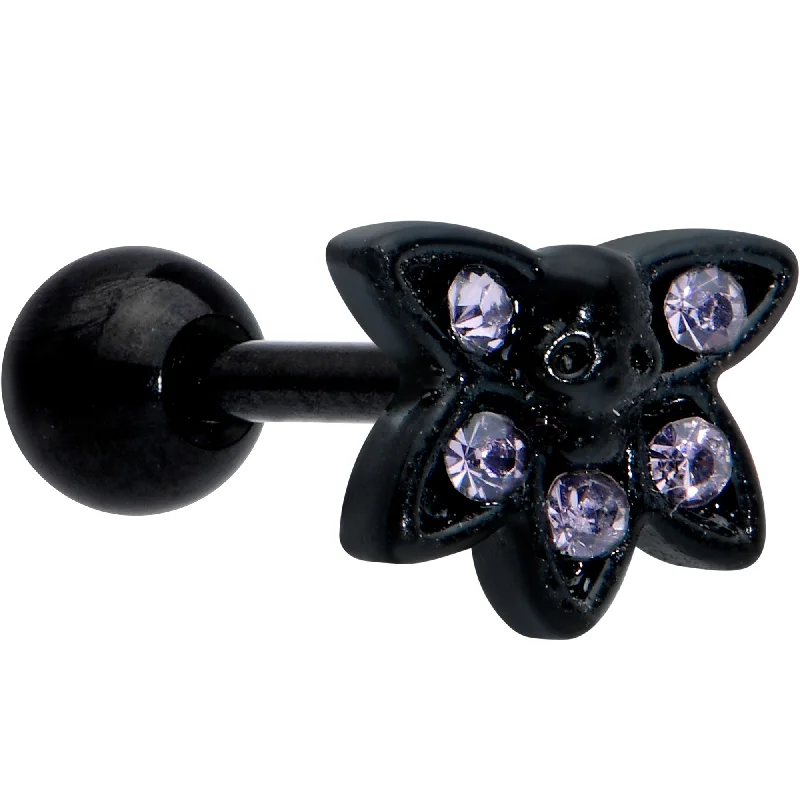 Women's Earrings – Elegant Designs for Every Personality--16 Gauge 1/4 Purple Gem Black Skull Blossom Cartilage Tragus Earring Women's Earrings – Elegant Designs for Every Personality--16 Gauge 1/4 Purple Gem Black Skull Blossom Cartilage Tragus Earring