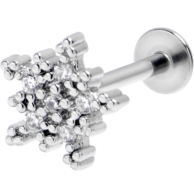 Bold and Stylish Lip Rings16 Gauge 5/16 Clear Gem Classic Snowflake Labret Monroe Tragus