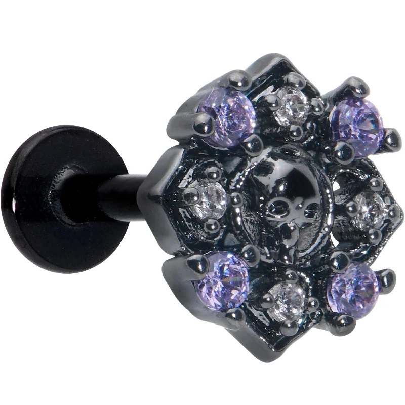 Bold and Colorful Lip Rings16 Gauge 5/16 Purple Gem Black Skull Circle Labret Monroe Tragus