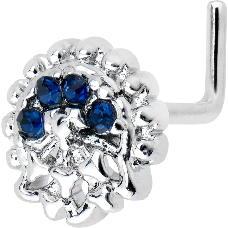 Elegant Nose Rings for Stunning Look -20 Gauge 7mm Blue Clear Gem Abstract Arch L Shape Nose Ring Elegant Nose Rings for Stunning Look -20 Gauge 7mm Blue Clear Gem Abstract Arch L Shape Nose Ring