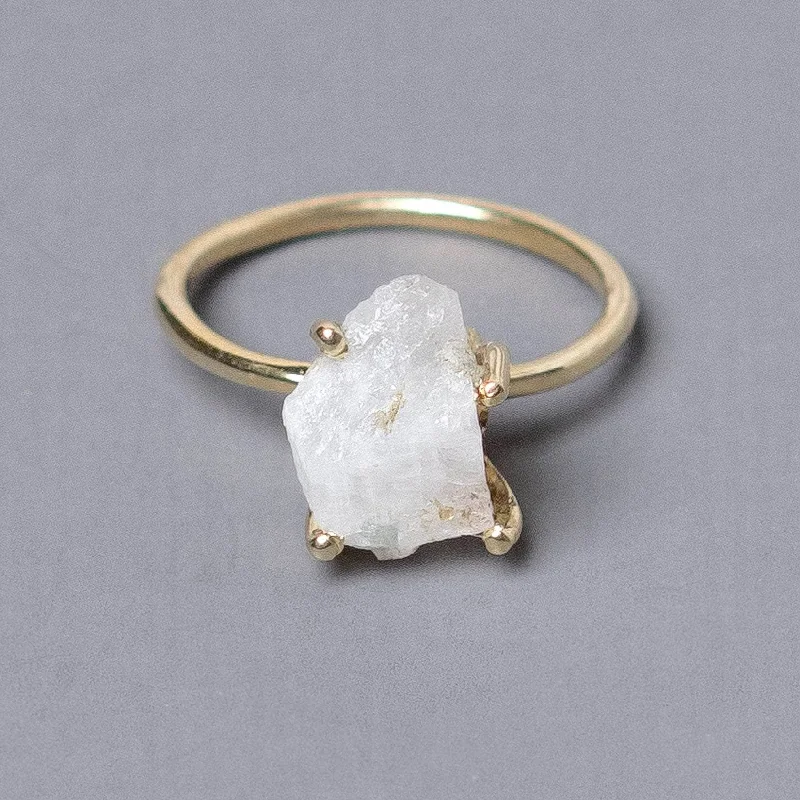 Chic Women's Rings for Fashion-Forward Looks-Rainbow Moonstone Raw Freeform Gold or Silver Ring Chic Women's Rings for Fashion-Forward Looks-Rainbow Moonstone Raw Freeform Gold or Silver Ring