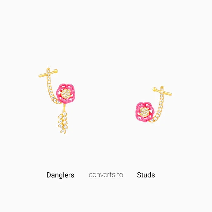 Women's Earrings – Elegant Designs for Every Personality--Golden Pink Brahma Kamal Convertible Cuff Earrings Women's Earrings – Elegant Designs for Every Personality--Golden Pink Brahma Kamal Convertible Cuff Earrings