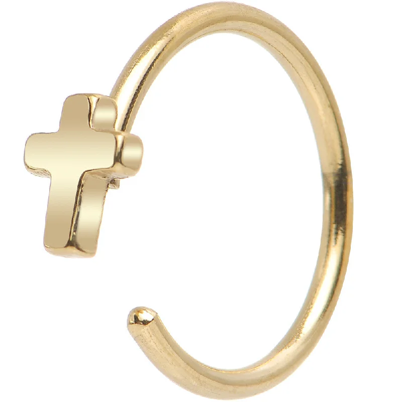 Stylish Nose Rings for Trendy Women -20 Gauge 5/16 Gold IP Stainless Steel August Cross Nose Hoop Stylish Nose Rings for Trendy Women -20 Gauge 5/16 Gold IP Stainless Steel August Cross Nose Hoop