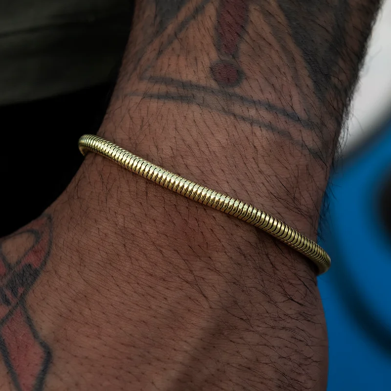 Bohemian Bracelets for Men-Snake Chain Bracelet in Yellow Gold- 4mm
