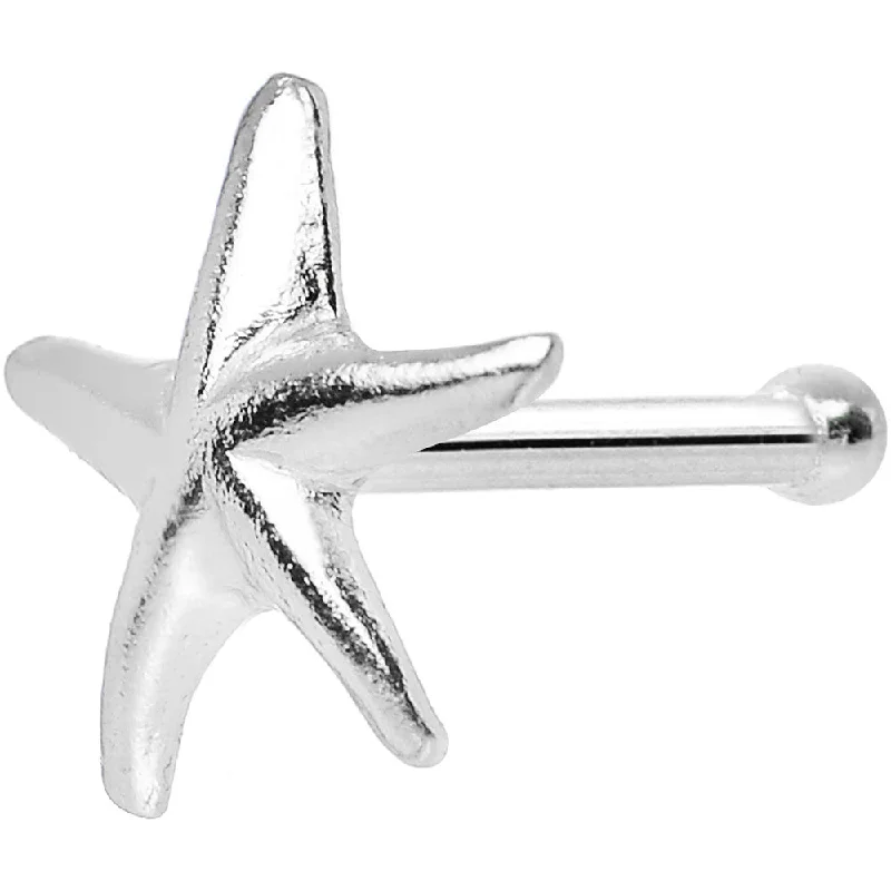 Nose Rings for Vintage Look -22 Gauge 925 Sterling Silver Ocean Starfish Nose Bone