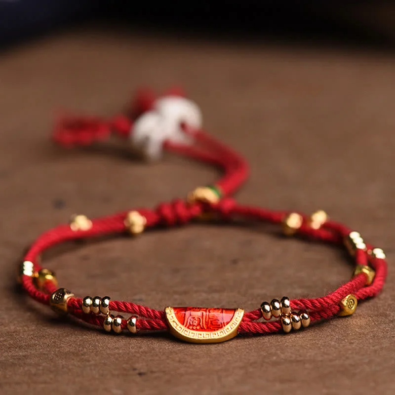 Men's Bracelets with Adjustable Straps-Buddha Stones Handmade Cinnabar Dumplings Design Luck Braided Red Rope Bracelet Men's Bracelets with Adjustable Straps-Buddha Stones Handmade Cinnabar Dumplings Design Luck Braided Red Rope Bracelet