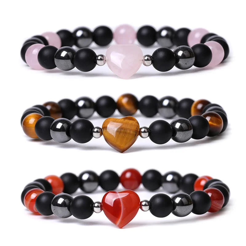 Sleek Leather Bracelets for Men-Buddha Stones Black Onyx Tiger Eye Stone Crystal Love Heart Protection Bracelet Sleek Leather Bracelets for Men-Buddha Stones Black Onyx Tiger Eye Stone Crystal Love Heart Protection Bracelet