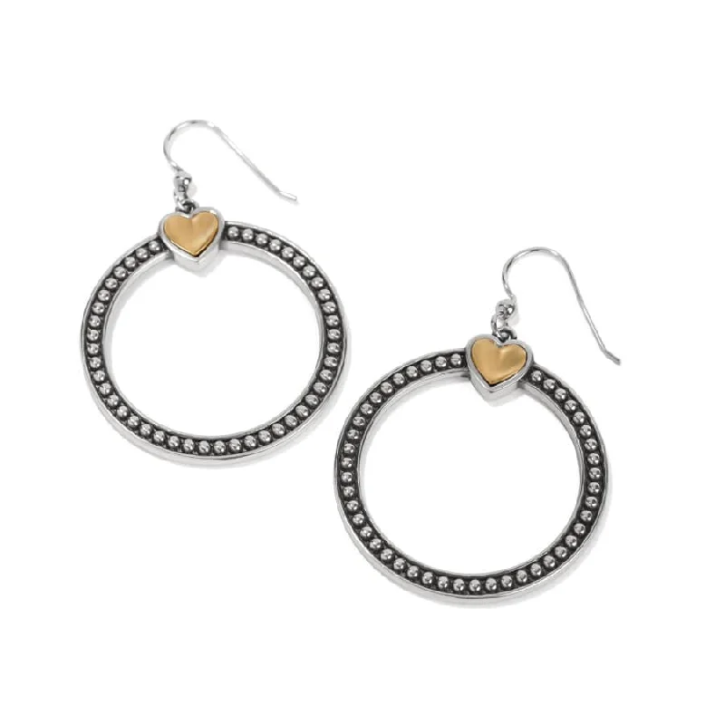 Women's Earrings – Elegant Designs for Every Personality--Pretty Tough Bold Heart Two Tone French Wire Earrings
