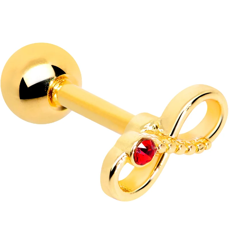 Women's Earrings – Elegant Designs for Every Personality--16 Gauge 1/4 Red Gem Gold Tone Inifity Love Cartilage Tragus
