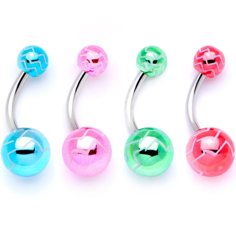 Comfortable Belly Rings for All-Day Comfort -Party Party Party Zig Zag Party Pack Belly Ring Set of 4 Comfortable Belly Rings for All-Day Comfort -Party Party Party Zig Zag Party Pack Belly Ring Set of 4