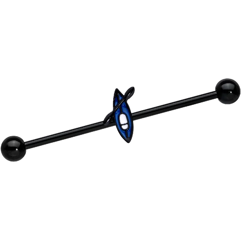 Women's Earrings – Elegant Designs for Every Personality--14 Gauge Black Blue Summer Kayak Boat Industrial Barbell 38mm