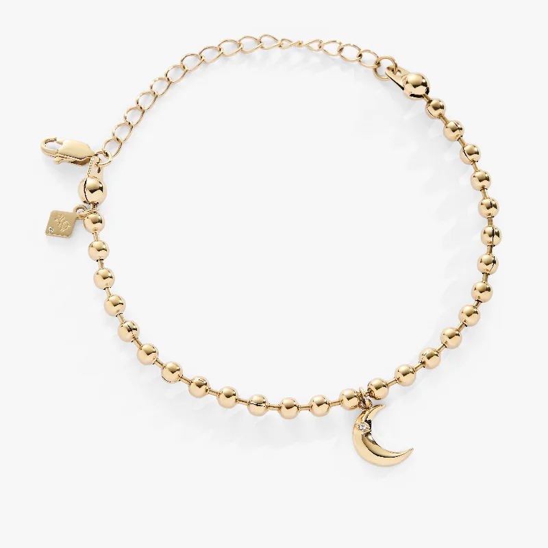 Women's Charm Bangles-Moon Ball Chain Bracelet