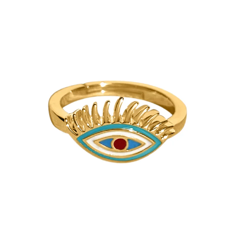 Chic Women's Rings for Fashion-Forward Looks-Gold Evil Eye Ring (Confidence) - Gold