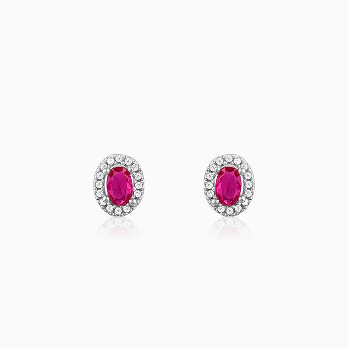 Women's Earrings – Elegant Designs for Every Personality--Silver Pink Oval Halo Studs Women's Earrings – Elegant Designs for Every Personality--Silver Pink Oval Halo Studs