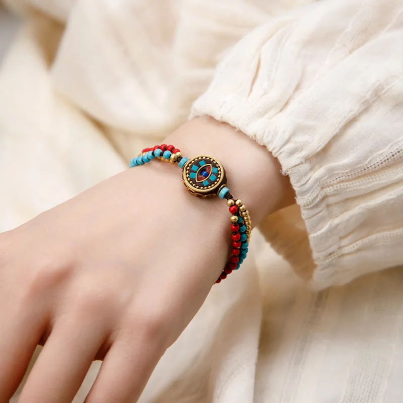 Stylish Stone Bangles for Women-Buddha Stones Tibetan Turquoise Om Mani Padme Hum Protection Strength Bracelet Stylish Stone Bangles for Women-Buddha Stones Tibetan Turquoise Om Mani Padme Hum Protection Strength Bracelet