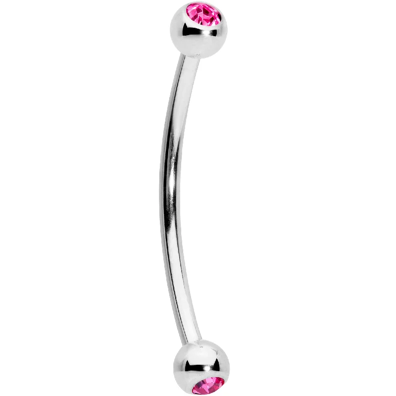 Women's Earrings – Elegant Designs for Every Personality--16 Gauge 5/8 Pink Gem Ball End Curved Barbell