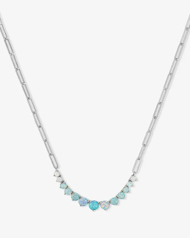 Shop Classic Women's Necklaces & Pendants with a Modern Twist-Not Your Basic Graduated Ombré Samantha Tennis Necklace - Silver|Blue Opal Ombré Shop Classic Women's Necklaces & Pendants with a Modern Twist-Not Your Basic Graduated Ombré Samantha Tennis Necklace - Silver|Blue Opal Ombré