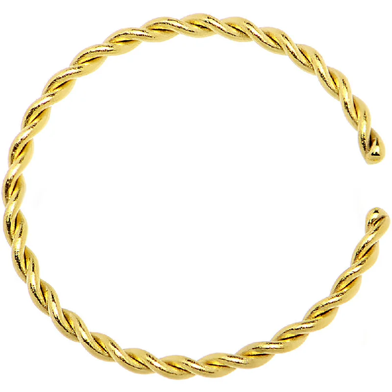 Nose Rings for Romantic Occasions -20 Gauge 3/8 Gold IP Annealed Steel Seamless Braided Circular Ring Nose Rings for Romantic Occasions -20 Gauge 3/8 Gold IP Annealed Steel Seamless Braided Circular Ring