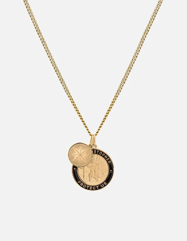 Exclusive Men's Necklaces & Pendants for the Modern Gentleman-Saint Christopher Surf Necklace, Gold Vermeil/Black Exclusive Men's Necklaces & Pendants for the Modern Gentleman-Saint Christopher Surf Necklace, Gold Vermeil/Black