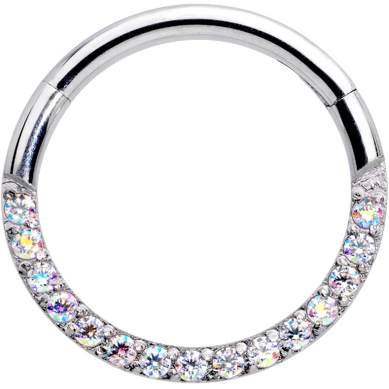 Nose Rings for Party Time -16 Gauge 3/8 Aurora Gem Paved Elegance Hinged Segment Ring Nose Rings for Party Time -16 Gauge 3/8 Aurora Gem Paved Elegance Hinged Segment Ring