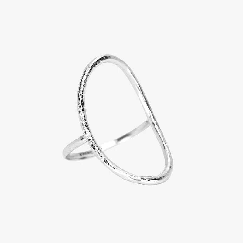 Chic Women's Rings for Fashion-Forward Looks-Silver Oval Open Ring