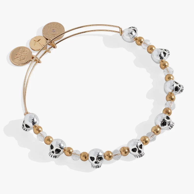 Beaded and Silver Bangles for Women-Skull Beaded Bangle