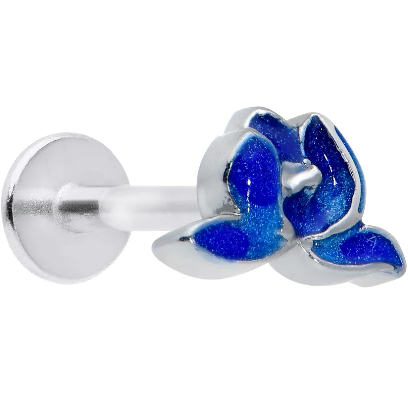 Bold and Stylish Lip Rings16 Gauge 5/16 Lovely Blue Lotus Flower Labret Monroe Tragus