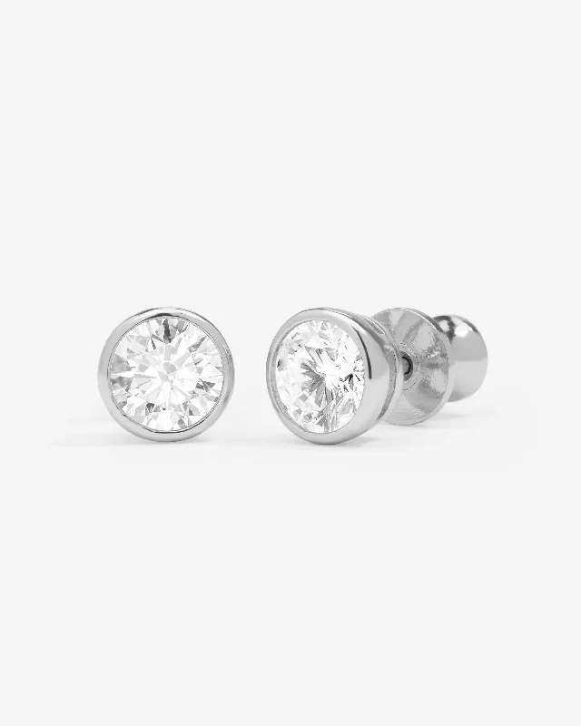 Women's Earrings – Elegant Designs for Every Personality--Baroness 6mm Studs - Silver|White Diamondettes Women's Earrings – Elegant Designs for Every Personality--Baroness 6mm Studs - Silver|White Diamondettes