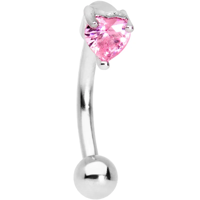 Women's Earrings – Elegant Designs for Every Personality--5/16 Pink Heart CZ Gem Fashionista Curved Eyebrow Rook Earring Women's Earrings – Elegant Designs for Every Personality--5/16 Pink Heart CZ Gem Fashionista Curved Eyebrow Rook Earring