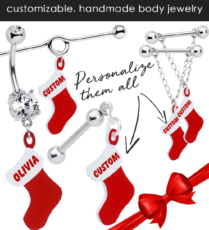 Women's Earrings – Elegant Designs for Every Personality--Custom Holiday Christmas Stocking Personalized Body Jewelry