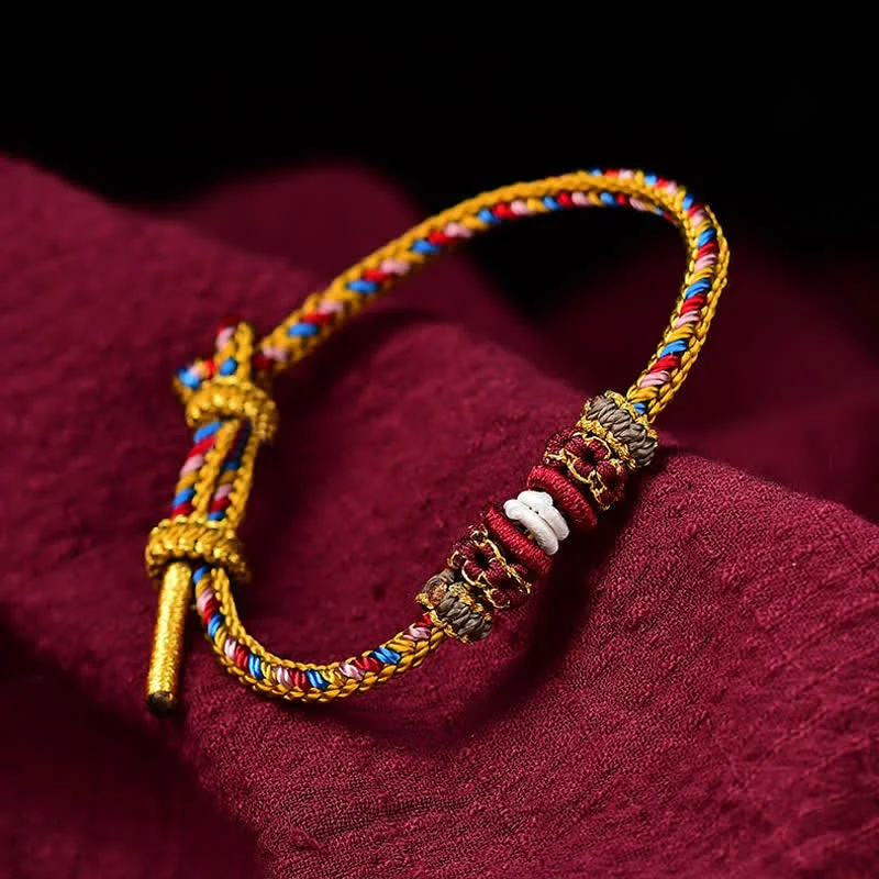 Simple Leather Bracelets for Men-Buddha Stones Handmade Dunhuang Color Luck Braid String Bracelet Simple Leather Bracelets for Men-Buddha Stones Handmade Dunhuang Color Luck Braid String Bracelet