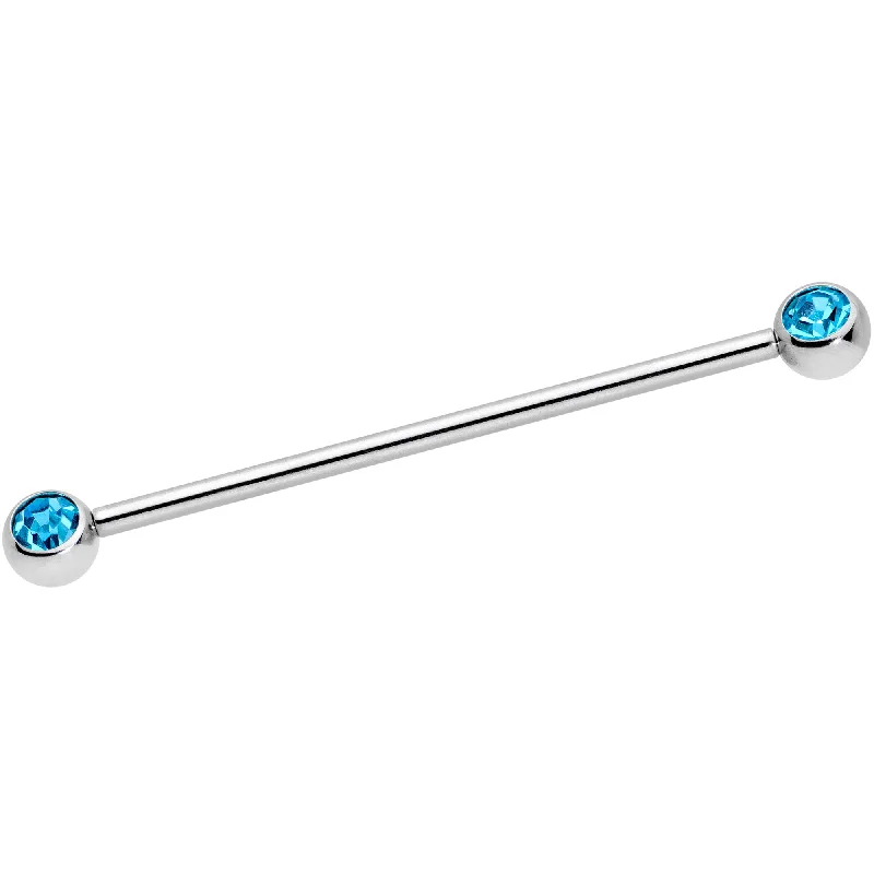 Women's Earrings – Elegant Designs for Every Personality--14 Gauge Aqua Gem Ball Ends Industrial Barbell 35mm Women's Earrings – Elegant Designs for Every Personality--14 Gauge Aqua Gem Ball Ends Industrial Barbell 35mm