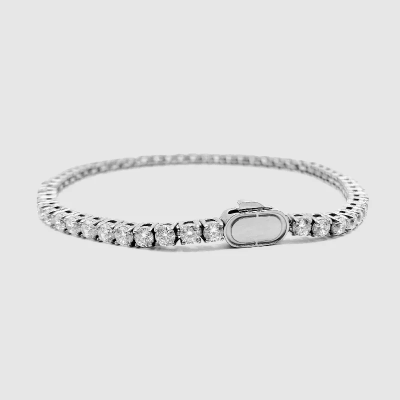 Casual Bracelets for Men with Simple Design-Tennis Bracelet (Silver) 3mm