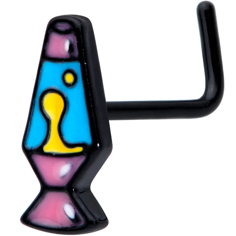 Nose Rings for Dressy Style -20 Gauge 7mm Black Retro Lava Lamp L Shaped Nose Ring