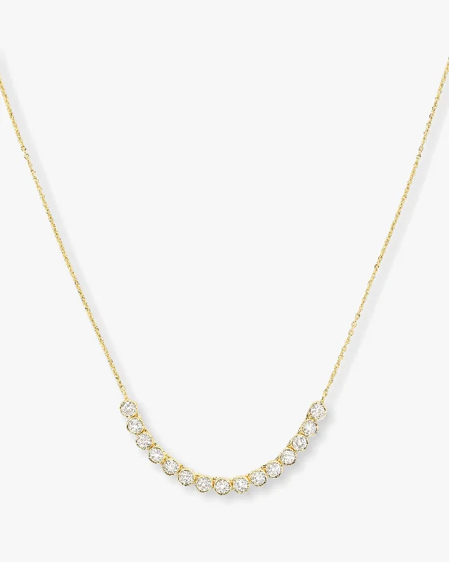Shop Classic Women's  Necklaces & Pendants with a Modern Twist-Baroness Tennis Chain Necklace - Gold|White Diamondettes