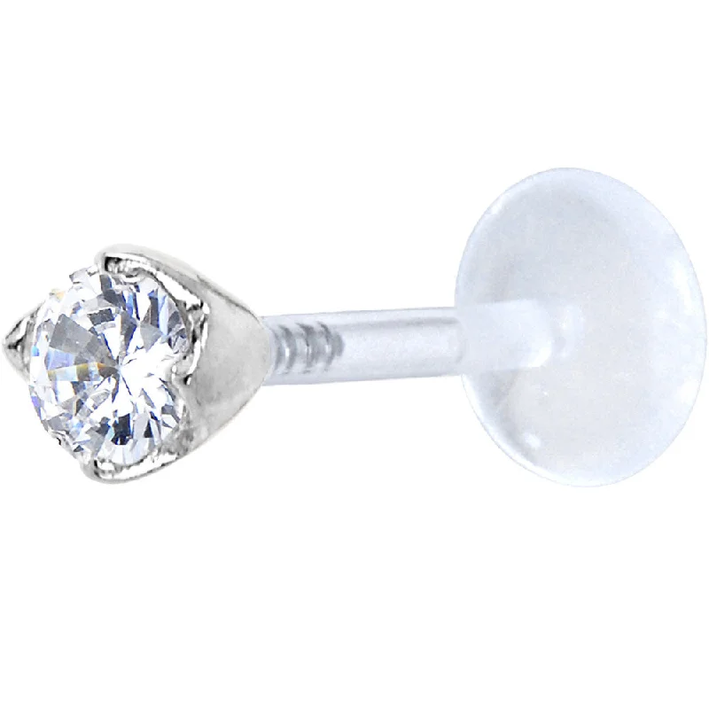 Women's Earrings – Elegant Designs for Every Personality--Sterling Silver 925 Clear Cubic Zirconia Bioplast Tragus Earring Stud Women's Earrings – Elegant Designs for Every Personality--Sterling Silver 925 Clear Cubic Zirconia Bioplast Tragus Earring Stud