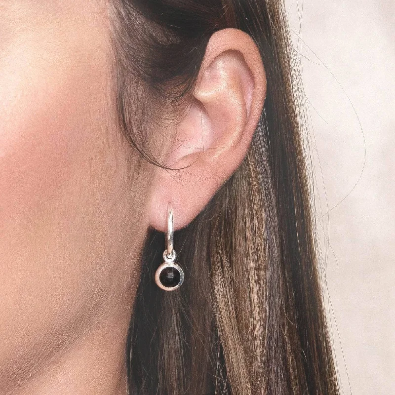 Women's Earrings – Elegant Designs for Every Personality--Black Tourmaline Silver or Golden Hoop Earrings