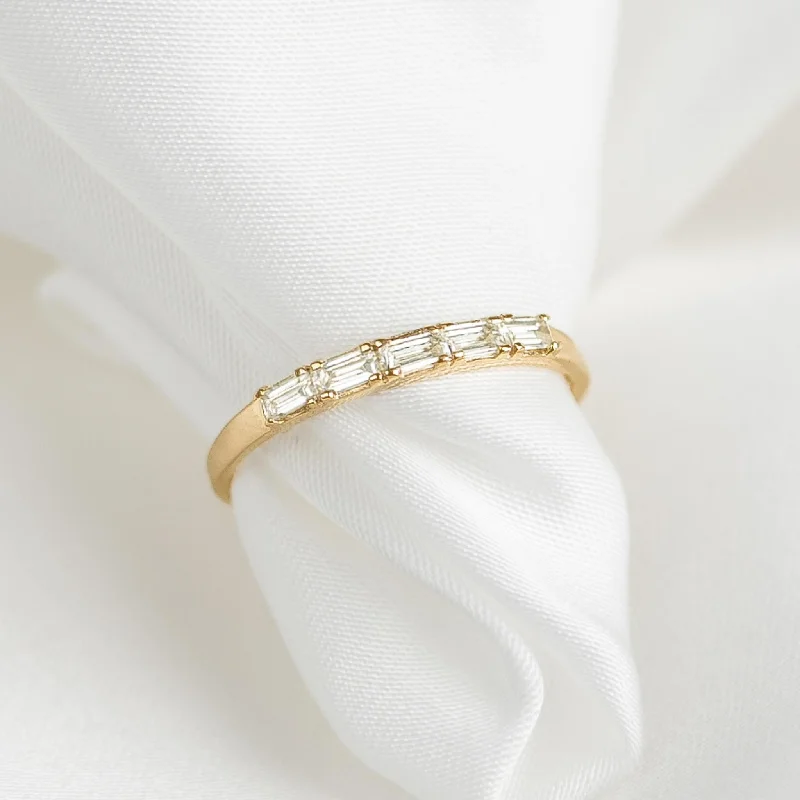 Chic Women's Rings for Fashion-Forward Looks-Baguette Diamond Ring 14k Gold - Julie