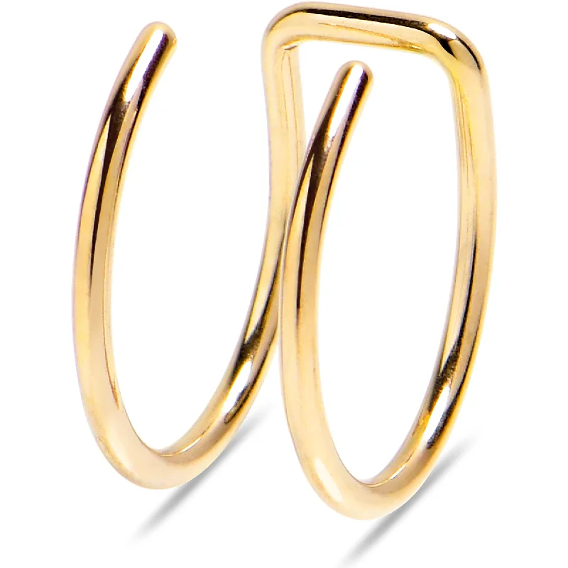 Women's Earrings – Elegant Designs for Every Personality--Gold Stainless Steel Clip on Double Hoop Fake Cartilage Earring Ear Cuff Women's Earrings – Elegant Designs for Every Personality--Gold Stainless Steel Clip on Double Hoop Fake Cartilage Earring Ear Cuff