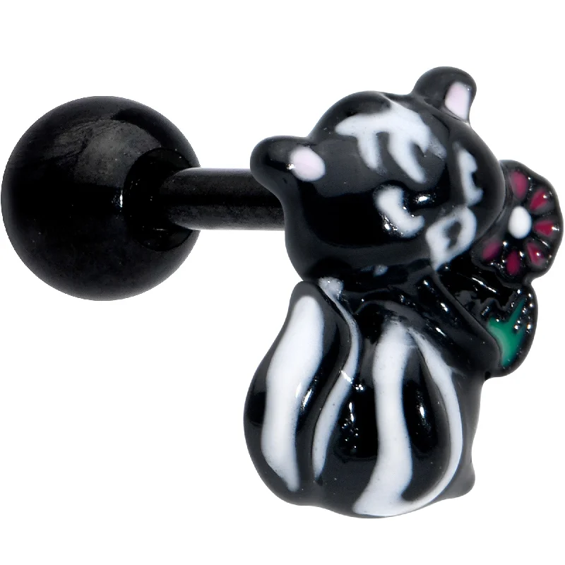 Women's Earrings – Elegant Designs for Every Personality--16 Gauge 1/4 Black Funky Skunk Cartilage Tragus Earring Women's Earrings – Elegant Designs for Every Personality--16 Gauge 1/4 Black Funky Skunk Cartilage Tragus Earring