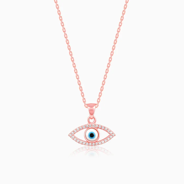 Shop Classic Women's Necklaces & Pendants with a Modern Twist-Rose Gold Evil Eye Pendant wiith Link Chain Shop Classic Women's Necklaces & Pendants with a Modern Twist-Rose Gold Evil Eye Pendant wiith Link Chain