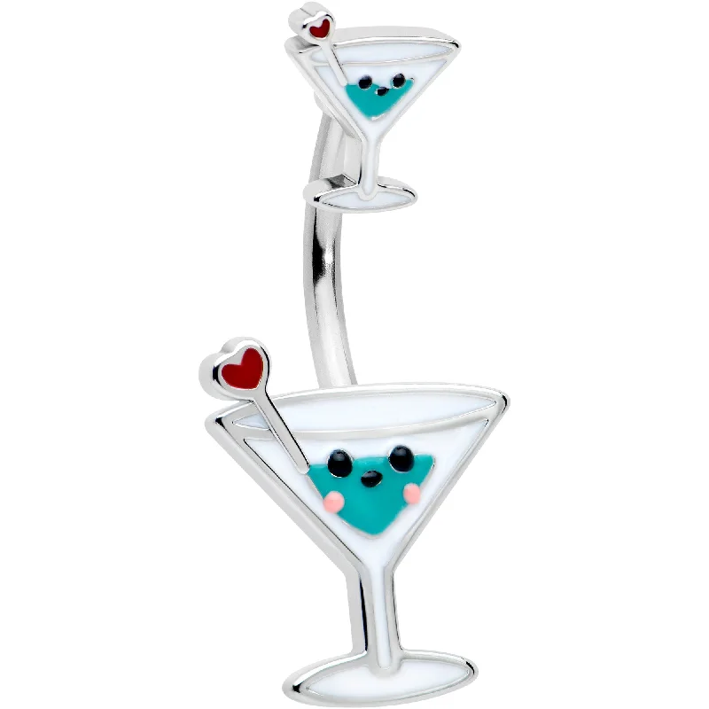 Comfortable Belly Rings with Radiant Detail -Sweet Martini Glass Heart Valentine New Years Double Mount Belly Ring Comfortable Belly Rings with Radiant Detail -Sweet Martini Glass Heart Valentine New Years Double Mount Belly Ring
