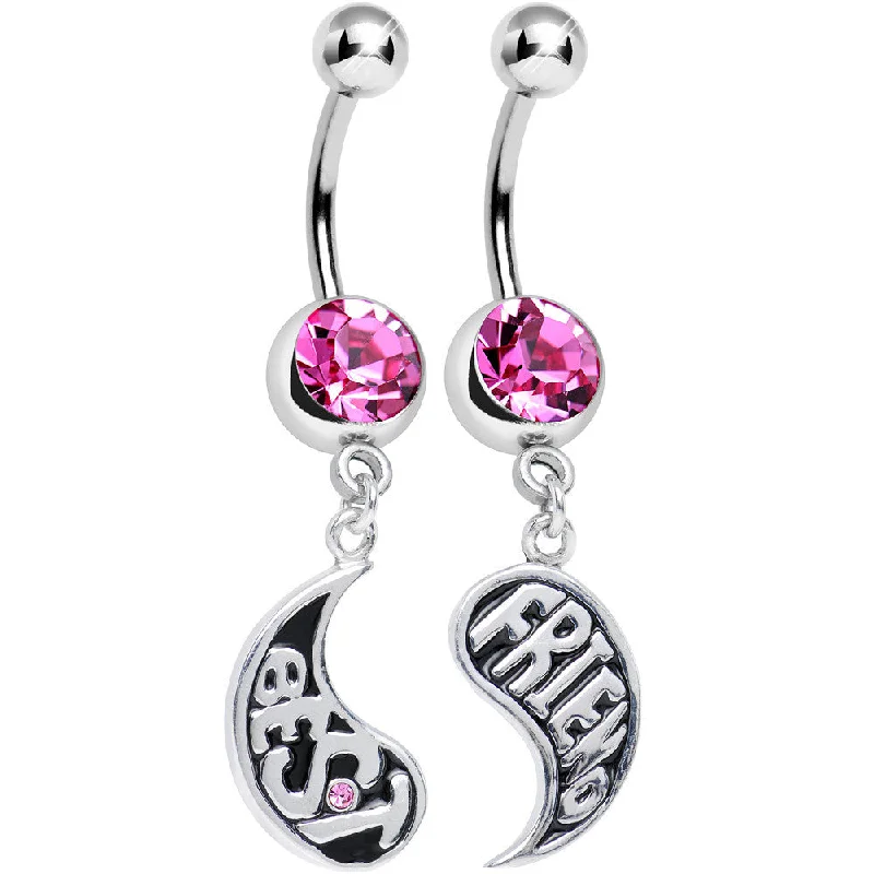 Designer Belly Rings for Fashion-Forward Women -Pink Gem Rainy Day Best Friend Raindrop Dangle Belly Ring Set Designer Belly Rings for Fashion-Forward Women -Pink Gem Rainy Day Best Friend Raindrop Dangle Belly Ring Set